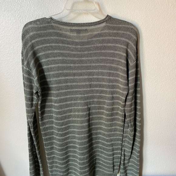 John Varvatos Men’s Linen Knit Pullover Striped Sweater Green Size S - Picture 2 of 7